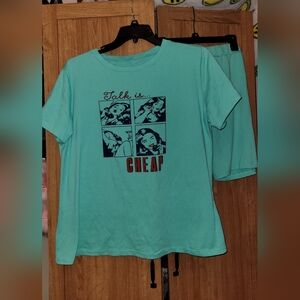 Mint green tee and bike shorts set talk is cheap women's 2xl NWOT